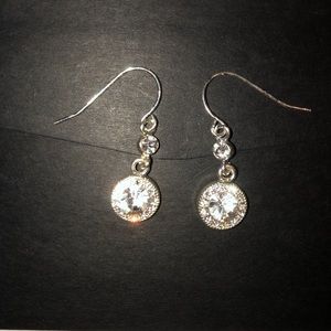 Bling faux diamond circle drop earrings